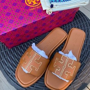 Tory Burch Double Sport Slide Aged Camello